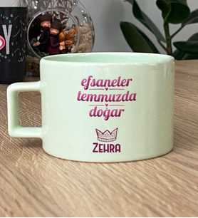 Kişiye Özel Yengeç Aslan Burcu Hediye Pastel Fincan Doğum Günü Hediyesi (Yeşil)
