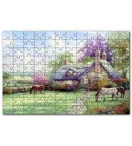 Cakapuzzle Evi ve Atlar Doğa Puzzle Yapboz MDF (Ahşap) (255 Parça)