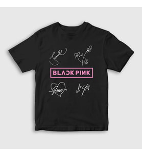 Presmono Unisex Çocuk Beyaz Signs Blackpink T-Shirt 19643tt (Siyah)