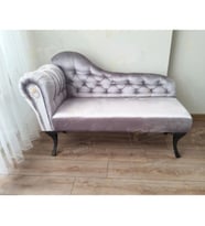 Dekoratif Bihter Koltuk Josefin Puf 110 cm SiyahAyak (Gri)