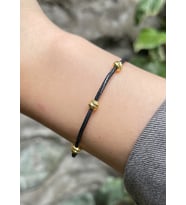 Gümüş Kazaziye Rose Boncuklu Bileklik : Gümüş - 19 cm : Siyah-Altın - 17 cm : Rose - Gold - 19 cm (Siyah-Altın)