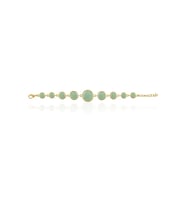 Kadir Jewellery 22 Ayar Altın Kaplama Zirkon Taşlı Ayarlanabilir Zincir Bileklik (Açık Yeşil)