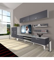 Decoraktiv Eko 6Y Mdf Dvd Silver Tv Ünitesi Tv Sehpası (Beyaz - Antrasit)