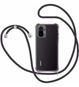 Xiaomi Redmi Note 10S Kılıf Boyun Omuz Askılı İpli Şeffaf Silikon (Pembe)