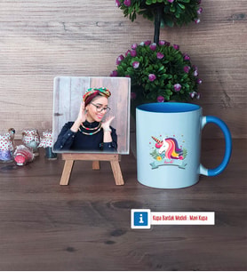 Unicorn Fotoğraflı Dekoratif Taş, Kupa Bardak Beyaz Hediye (Model 4)