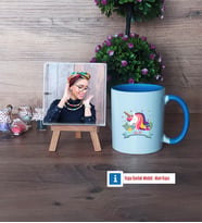 Unicorn Fotoğraflı Dekoratif Taş, Kupa Bardak Beyaz Hediye (Model 4)
