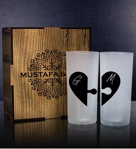eJOYA Kişiye Özel Kutusunda 2'li Rakı Bardağı Hediye Seti  107138 (Turkuaz)