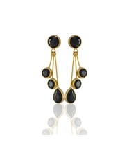 Kadir Jewellery22 Ayar Altın Kaplama Vintage Küpe -El İşçiliği Ve Hipoalerjenik Küpe (Siyah)