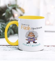 Fizik Öğretmeni Tasarımlı Kişiye Özel Kupa Bardak (Sarı)
