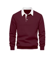 Ghassy Co. Erkek Retro Renk Bloklu Pamuklu Gömlek Yaka Sweatshirt (Bordo)
