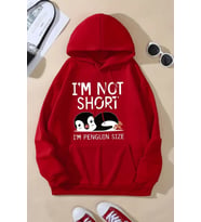 I'm Not Short Baskılı Unisex Oversize Sweatshirt (Kırmızı)