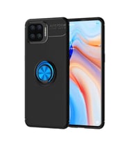 Oppo Reno 4 Lite Kılıf Yüzüklü Magnetli Ravel Case (Siyah-Mavi)