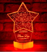 Yıldız Haritası, Kişiye Özel 3D LED Lamba (Kırmızı)