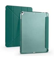 Apple iPad 7.Nesil 10.2 İnç 2019 Uyumlu Üçgen Katlanabilir Kalemlikli Standlı Akıllı Kılıf (Haki)