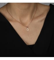 Kişiye Özel 925 Ayar Gümüş Davut Yıldızı Kolye (Rose)