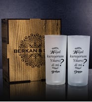 eJOYA Kişiye Özel Kutusunda 2'li Rakı Bardağı Hediye Seti 107199 (Kırmızı)