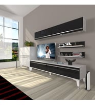 Decoraktiv Eko 6Y Mdf Std Silver Tv Ünitesi Tv Sehpası (Siyah - Beyaz)