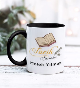 Tarih Öğretmeni Tasarımlı Kişiye Özel Kupa Bardak (Siyah)