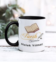 Tarih Öğretmeni Tasarımlı Kişiye Özel Kupa Bardak (Siyah)
