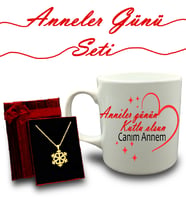 Anneler Gününe Özel  Kupa & Kar Tanesi Kolye Hediye Seti (Model 2)