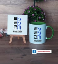 Babaya Hediye Dekoratif Taş, Kupa Bardak Kırmızı Hediye (Model 13)
