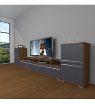 Decoraktiv Ekoflex On2 Mdf Tv Ünitesi Tv Sehpası (Antrasit - Ceviz)