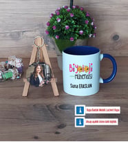 Biyoloji Mühendisi Kupa Bardak Beyaz ve Fotoğraflı Ahşap Anahtarlık Hediye (Model 3)