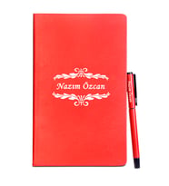 Kişiye Özel Defter Kalem Hediye Seti (Kırmızı)