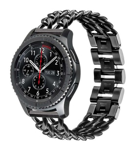 Huawei Watch 3 GT GT2 GT2e GT3 GT4 GT5 Pro SE Elite 46mm Kordon Cowboy Zincir Me (Siyah)