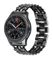 Huawei Watch 3 GT GT2 GT2e GT3 GT4 GT5 Pro SE Elite 46mm Kordon Cowboy Zincir Me (Siyah)