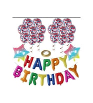 ŞEFFAF BALONLU HAPPY BIRTHDAY FOLYO BALON SET (Çok Renkli)