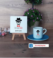 En Cool Baba Dekoratif Taş, Türk Kahvesi Fincanı Kırmızı İsme Özel Hediye Babaya Hediye (Model 3)