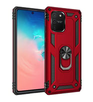 Galaxy A91 (S10 Lite) Kılıf Zore Vega Yüzüklü Standlı Zırh Kılıf (Kırmızı)