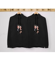 BK Gift Kişiye Özel Sevgililer Karikatürlü İkili Siyah Sweatshirt Seti, Sevgililer Hediye, Çift Hediyesi, Yıl Dönümü Hediyesi, Kişiye Özel Sweatshirt (Model 6)