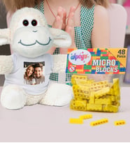 Kişiye Özel Peluş Kuzu Ve Renkli Micro Blocks Lego (Sarı)