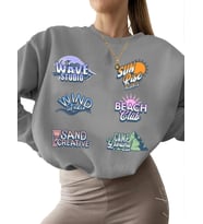 3 iplik şardonlu kadın Sweatshirt kalın Sweatshirt Rozet logo tasarım paketi Baskılı erkek unisex (Gri)