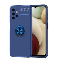 Galaxy A13 4G Kılıf Zore Ravel Yüzüklü Silikon Kılıf (Mavi)