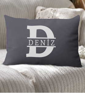 BK Gift Kişiye Özel Harfli Premium Kumaş Dikdörtgen Yastık Kılıfı-1 (SADECE YASTIK KILIFI), Ev Dekorasyonu, 5 Farklı Renk Seçeneği (Antrasit)