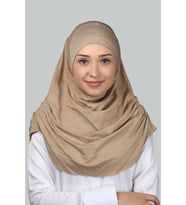 Hazır Türban Büzgülü Pileli Pratik Eşarp Tesettür Hijab - Namaz Örtüsü (Koyu Bej)