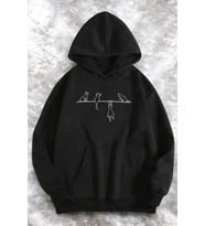 Yaramaz Kedi Baskılı Oversize Sweatshirt (Siyah)