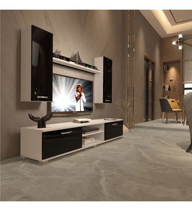 Decoraktiv Eko 5D Slm Dvd Tv Ünitesi Tv Sehpası (Siyah - Beyaz)