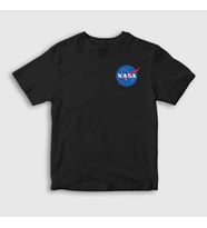 Presmono Unisex Çocuk Beyaz Logo Nasa Space Uzay T-Shirt 282848tt (Siyah)