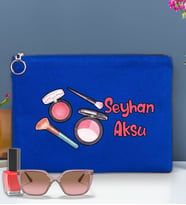 BK Gift Kişiye Özel İsimli-1 Astarlı Portföy Çanta 30x21cm(12 Renk Seçeneği), Baskılı El Çantası, Organizer Çanta (Mavi)