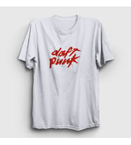 Presmono Unisex Sarı Logo Daft Punk T-Shirt 59848tt (Beyaz)