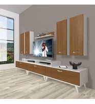 Decoraktiv Ekoflex 8d Slm Retro Tv Ünitesi Tv Sehpası (Beyaz - Ceviz)