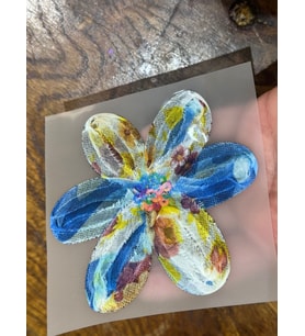 11X11 CM ÜTÜ İLE YAPIŞAN 3 BOYUTLU ÇİÇEK TRANSFER BASKI ARMA (Mavi)