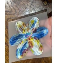 11X11 CM ÜTÜ İLE YAPIŞAN 3 BOYUTLU ÇİÇEK TRANSFER BASKI ARMA (Mavi)