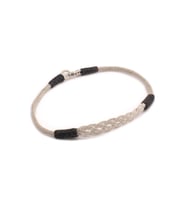 Gümüş Kazaziye Eskitme Bileklik : Siyah - Beyaz - 18 cm : Gümüş - 21 cm (Siyah - Beyaz)