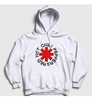Presmono Unisex Gri Logo V2 Red Hot Chili Peppers Kapüşonlu Sweatshirt 107841tt (Beyaz)