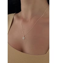 14 Ayar Altın Taşlı Kar Tanesi Kolye (Rose)